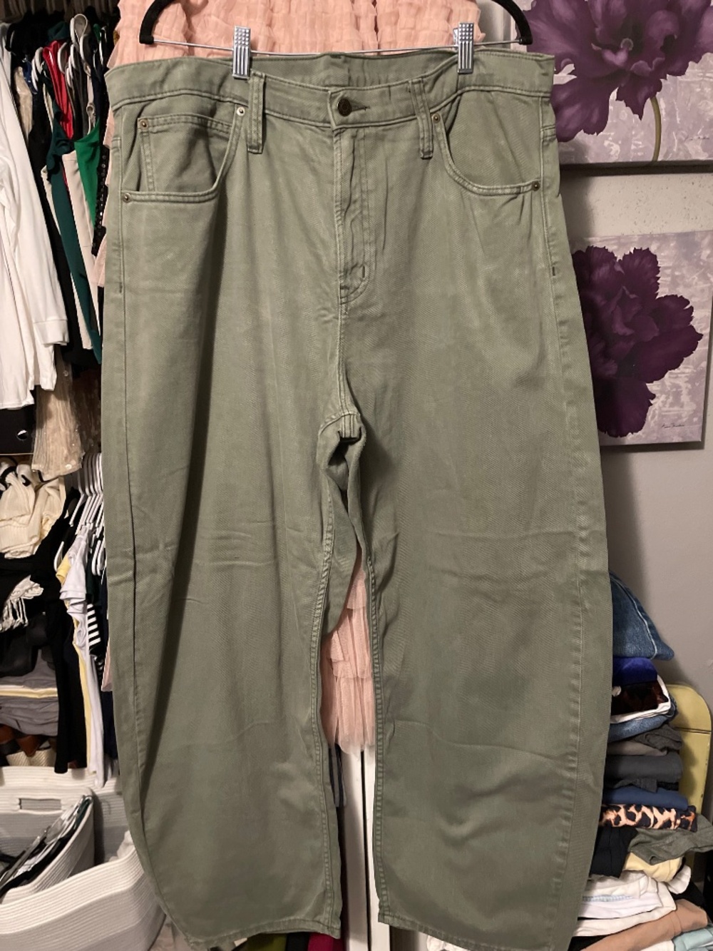 GAP High Rise Barrel Jeans Olive Color Size 20 - Picture 5 of 7